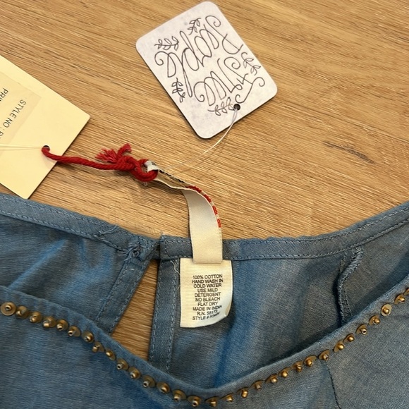 NWT RAGA Embellished Raglan-Sleeve Denim Top Size - XSMALL - Picture 6 of 9